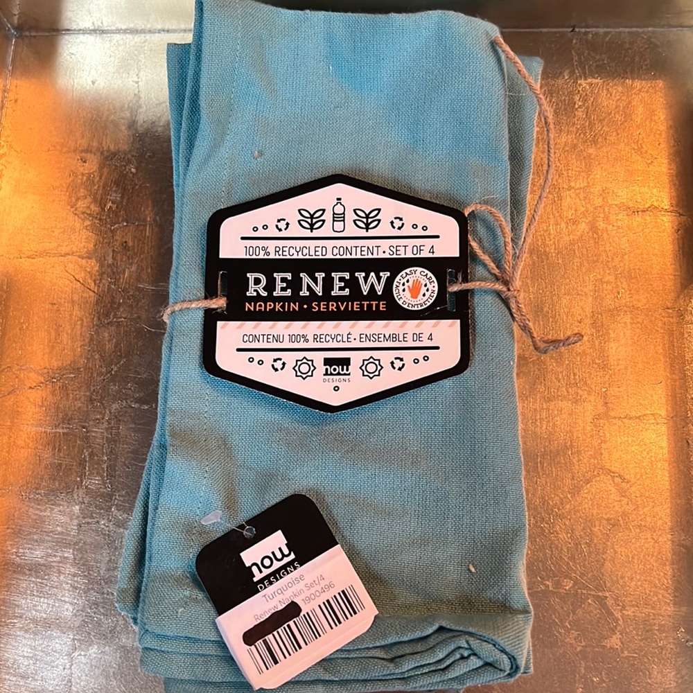 ECO-friendly/wrinkle resistant now DESIGNS 100% recycled content napkins-NWT